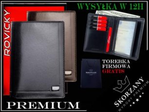 PREMIUM EXCLUSIVE Portfel męski SKÓRZANY slim