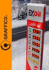 Pylon reklamowy z wyświetlaczami cenowymi