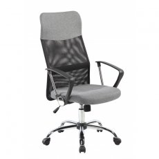 Fotel obrotowy biurowy chromowane nogi wysokie oparcie