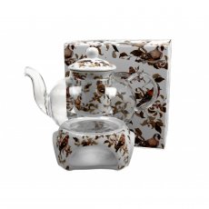 Szklany dzbanek 1000 ml z podgrzewaczem PTASZKI