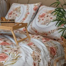 Komplet Pościeli Satyny Bawełnianej 160x200 Kwiaty Boho