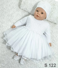 SUKIENKA DO CHRZTU dla dziewczynki biała S 122