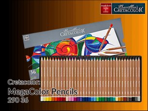 KREDKI ARTYSTYCZNE DREWNIANE CRETACOLOR MEGACOLOR, KASETA METALO