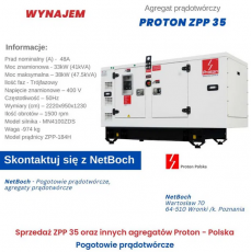 Wynajem agregatu prądotwórczego 35kW -Proton ZPP 35 DIESEL