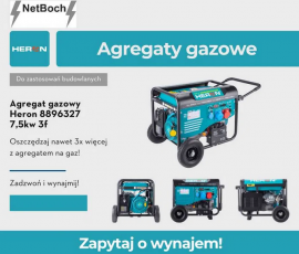 Wynajem agregatu prądotwórczego 7,5 kW - Heron BENZYNA/GAZ